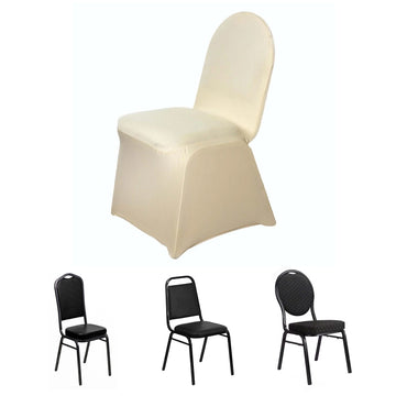 Champagne Spandex Stretch Fitted Banquet Chair Cover 160 GSM