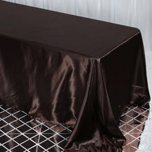 Rectangular Chocolate Seamless Satin Tablecloth 90 Inch x 132 Inch  