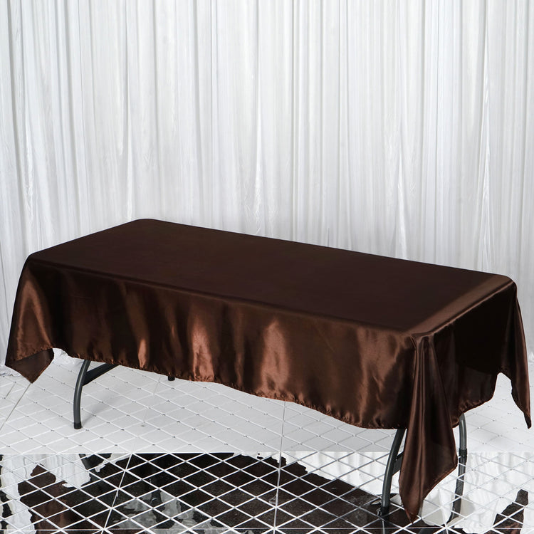 Rectangular Chocolate Smooth Satin Tablecloth 60 Inch x 102 Inch