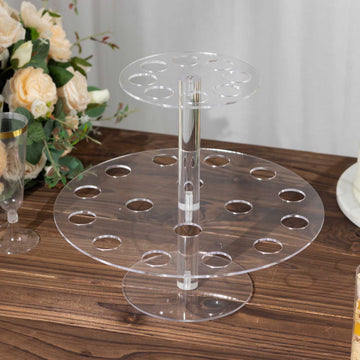2 Tier 24-Slot Clear Acrylic Ice Cream Cone Holder, 12" Waffle Cone Holder Food Display Stand