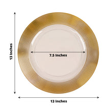 Acrylic Charger Plates - Clear Gold Plastic Charger Plates - Round Lined Ring Pattern - 13 inches in diameter