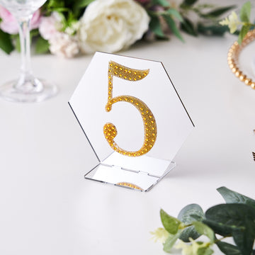 Transform Any Space into a Dazzling Celebration with Gold Decorative Rhinestone Number 5 Stickers