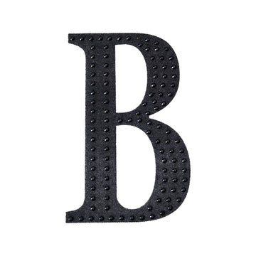 Sparkle Up Your Decor with Black Decorative Rhinestone Alphabet 'B' Letter Stickers