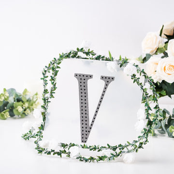 Elevate Your Event Decor with Black Rhinestone Alphabet 'V' Letter Stickers