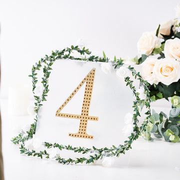 Make Your Events Shine with Gold Decorative Rhinestone Number 4 Stickers