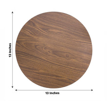 6 Pack Brown 13inch Paper Charger Plates With Walnut Wood Design, Round Disposable Serving