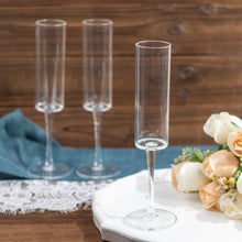 6 Pack | 6oz Clear Sleek Reusable Plastic Champagne Flute Glasses, Cylindrical Wine Glass Goblet
