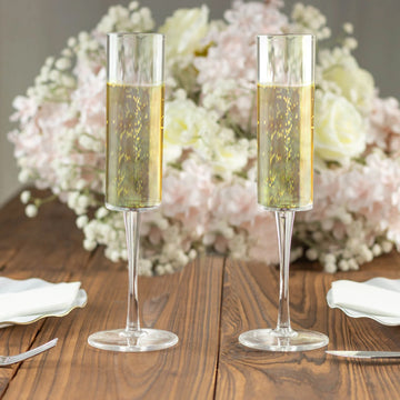 Clear Sleek Reusable Plastic Champagne Flute Glasses - Perfect for Elegant Celebrations