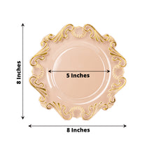 10 Pack Clear Gold Vintage Baroque Plastic Dessert Plates With Scalloped Rim, European Style