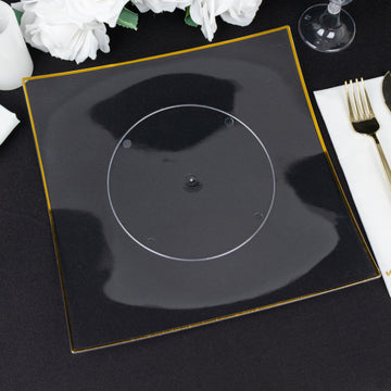 Stylish and Practical Clear and Gold Plastic Dinnerware