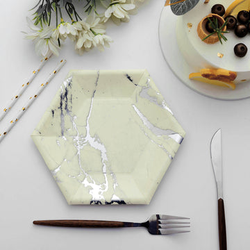 Ivory Marble Dessert Plates for Elegant and Stylish Events