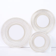 25 Pack | 8inch Gold / White Vintage Porcelain Style Dessert Paper Plates