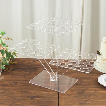 Clear 3-Tier Acrylic Cupcake Stand - Elegant and Functional