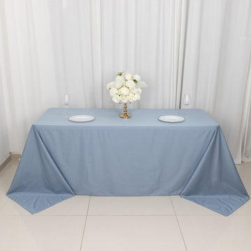Experience Luxury and Convenience with the Dusty Blue Premium Scuba Rectangular Tablecloth