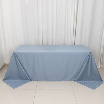 Dusty Blue Premium Scuba Rectangular Tablecloth, Wrinkle Free Polyester Seamless Tablecloth - 90"x132"