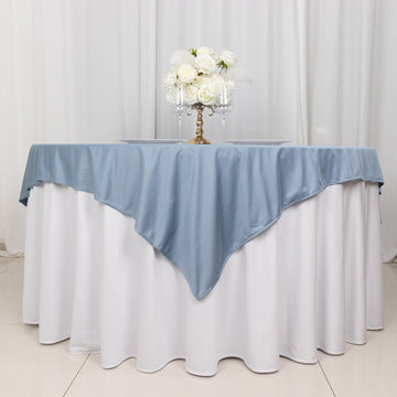 <strong>Dusty Blue Premium Scuba Square Table Overlay: The Ultimate in Sophistication </strong>