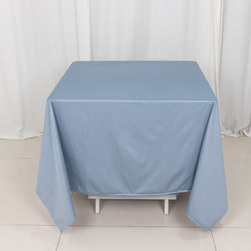 Dusty Blue Premium Scuba Square Tablecloth, Wrinkle Free Polyester Seamless Tablecloth 70"