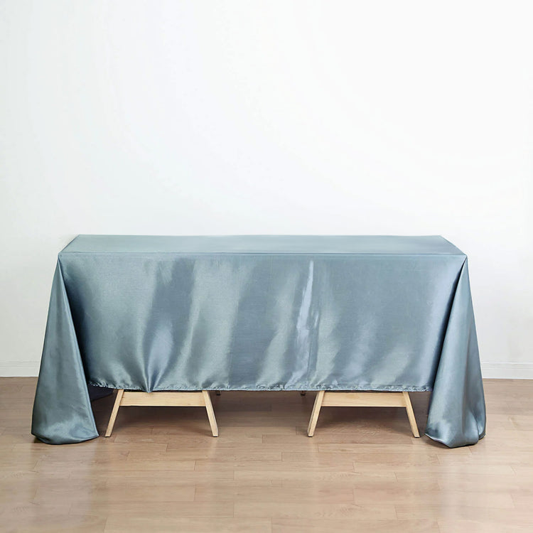 Dusty Blue Satin Rectangular Tablecloth 60 Inch x 126 Inch