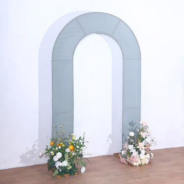 Ethereal Elegance with the Dusty Blue Spandex Fitted Open Arch Backdrop Cover