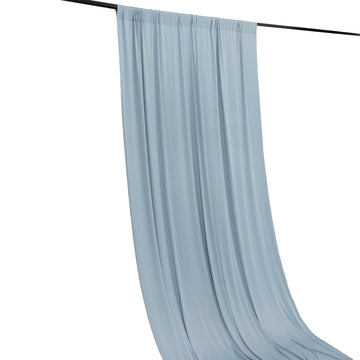 Dusty Blue 4-Way Stretch Spandex Divider Backdrop Curtain, Wrinkle Resistant Event Drapery Panel with Rod Pockets - 5ftx16ft