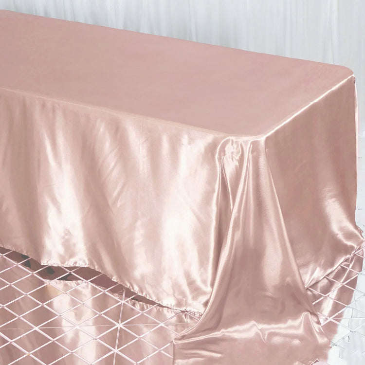 Dusty Rose Seamless Satin Rectangular Tablecloth 90 Inch x 132 Inch