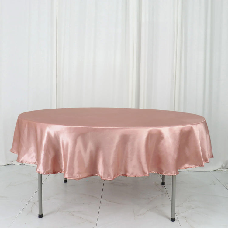90 Inch of Dusty Rose Round Satin Tablecloth
