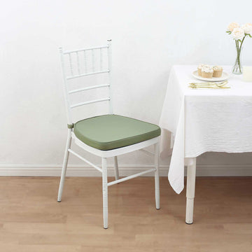 Dusty Sage Green Chiavari Chair Pad, Memory Foam Seat Cushion With Ties and Removable Cover 1.5" Thick