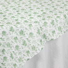 Dusty Sage Green Floral Polyester Square Table Overlay, Wrinkle Free Seamless Table Topper