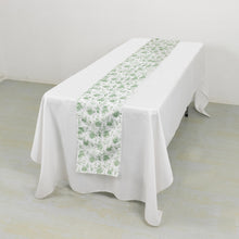 Dusty Sage Green Floral Polyester Table Runner