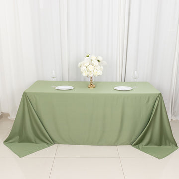 Experience Luxury and Convenience with the Dusty Sage Green Premium Scuba Rectangular Tablecloth
