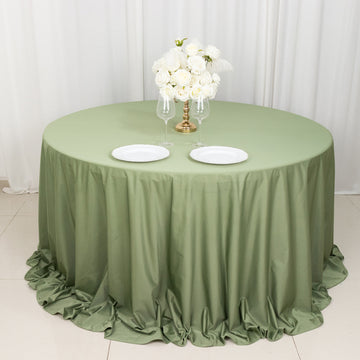 Experience Luxury and Practicality with the Dusty Sage Green Premium Scuba Round Tablecloth