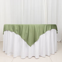Dusty Sage Green Premium Scuba Square Table Overlay, Wrinkle Free Polyester Seamless Table Topper 70"