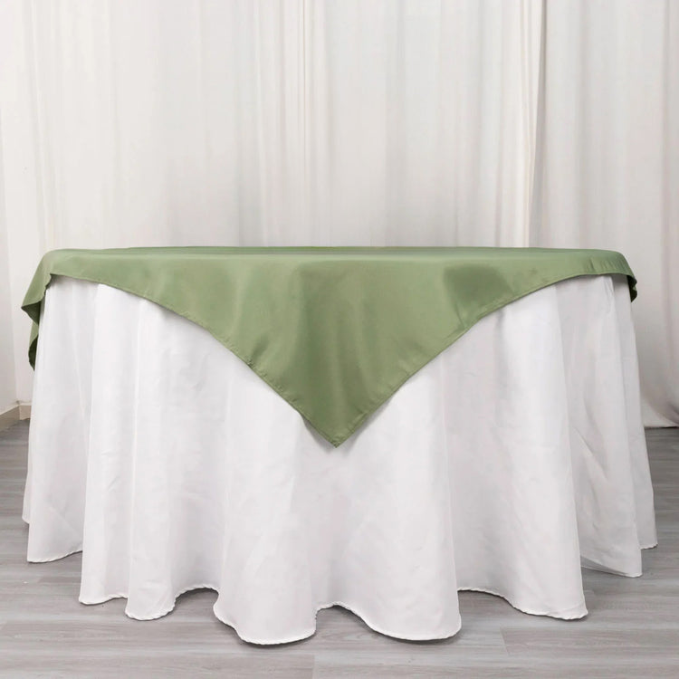 70x70inch Eucalyptus Sage Green 200 GSM Premium Seamless Polyester Square Table Overlay