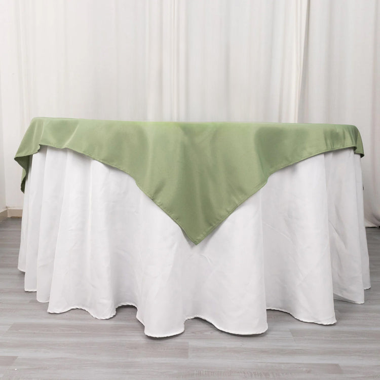 54inch Eucalyptus Sage Green 200 GSM Seamless Premium Polyester Square Table Overlay
