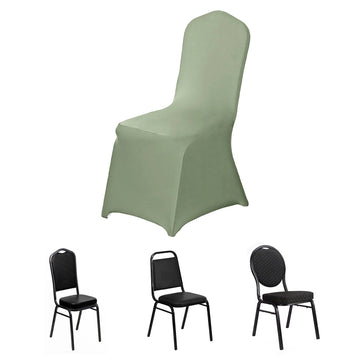 Dusty Sage Green Spandex Fitted Banquet Chair Cover 160 GSM