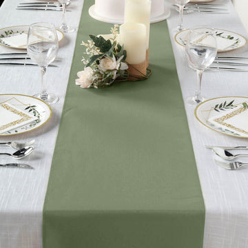 Elevate Your Event Decor with the Dusty Sage Green Polyester Table Runner