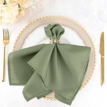 5 Pack Dusty Sage Green Seamless Cloth Dinner Napkins, Wrinkle Resistant Linen 17"x17"