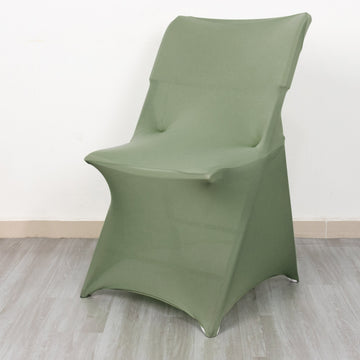 Elevate Your Event with the Dusty Sage Green Spandex Fitted Folding Chair Cover