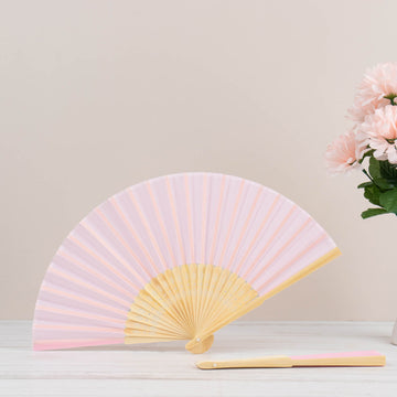 Pink Asian Silk Folding Fans for Asian Wedding Decor and Event Favors