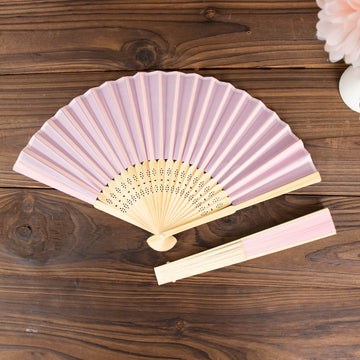 Multipurpose Pink Asian Silk Folding Fans for Wedding Decor and Party Favors