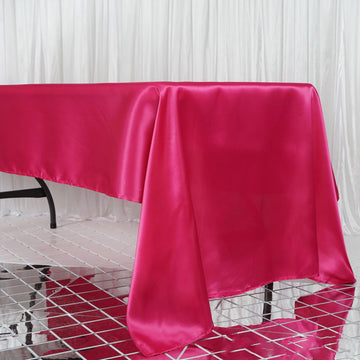 Elegant Fuchsia Seamless Satin Rectangular Tablecloth 60"x126"