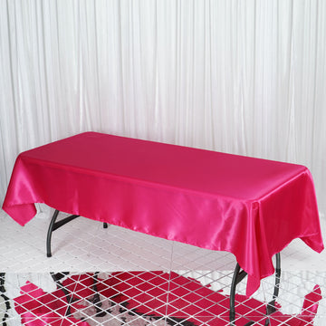 Elevate Your Event with the Fuchsia Seamless Smooth Satin Rectangular Tablecloth
