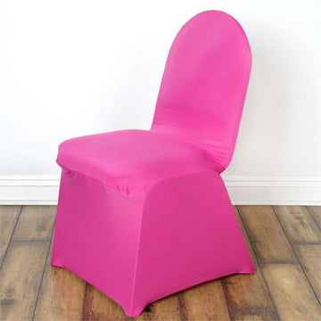 Fuchsia Spandex Stretch Fitted Banquet Chair Cover 160 GSM