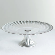 Silver Wavy Edge Glass Pedestal Plate 12 Inch Dessert & Cupcake Holder