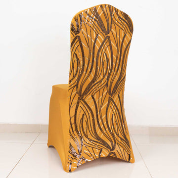 Create an Unforgettable Experience with the Gold Black Spandex Stretch Banquet Chair Cover
