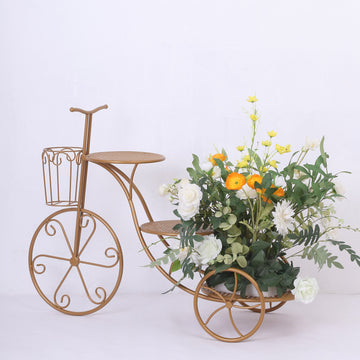 Elevate Your Wedding Decor with the 3-Tier Gold Metal Bicycle Wedding Cake Stand