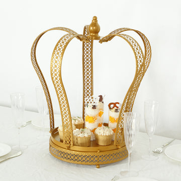 <strong>Regal Gold Metal Crown Dessert Display Stand</strong>
