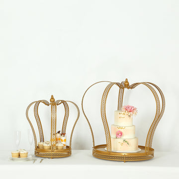 <strong>Gold Crown Cupcake Stand For Dessert Display</strong>