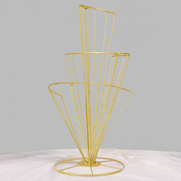Gold Metal Spiral Shaped Flower Frame Table Centerpiece, Wedding Floral Display Stand 28" Tall