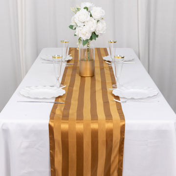 Elevate Your Table Setting with the Gold Satin Stripe Table Runner